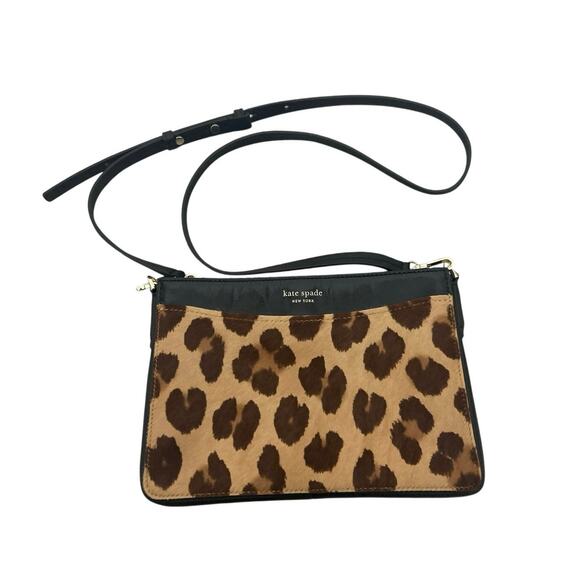 Kate Spade Handbags - Kate Spade New York Margaux Medium Calf Hair Leather Leopard Print Crossbody